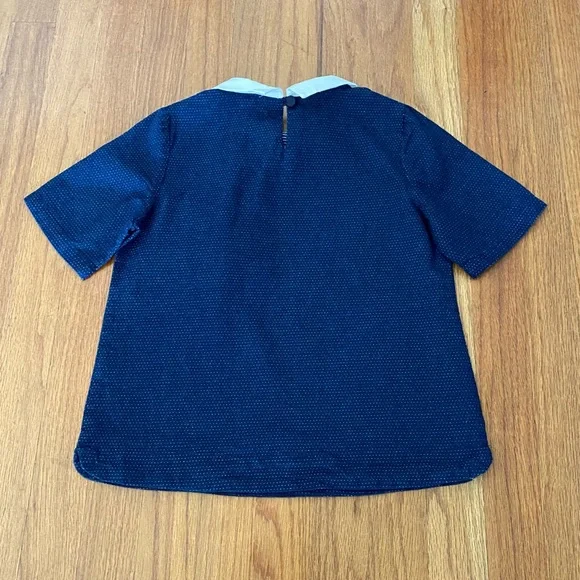 Jacadi Paris Girl Navy Blue Blouse with White Collar